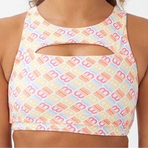 COTTON on Small Sports Bra Cut Out Smoothing Cut Crop Top White Athletic Tank
